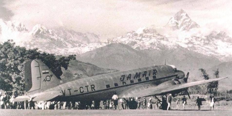 Old history image of plane in Nepal